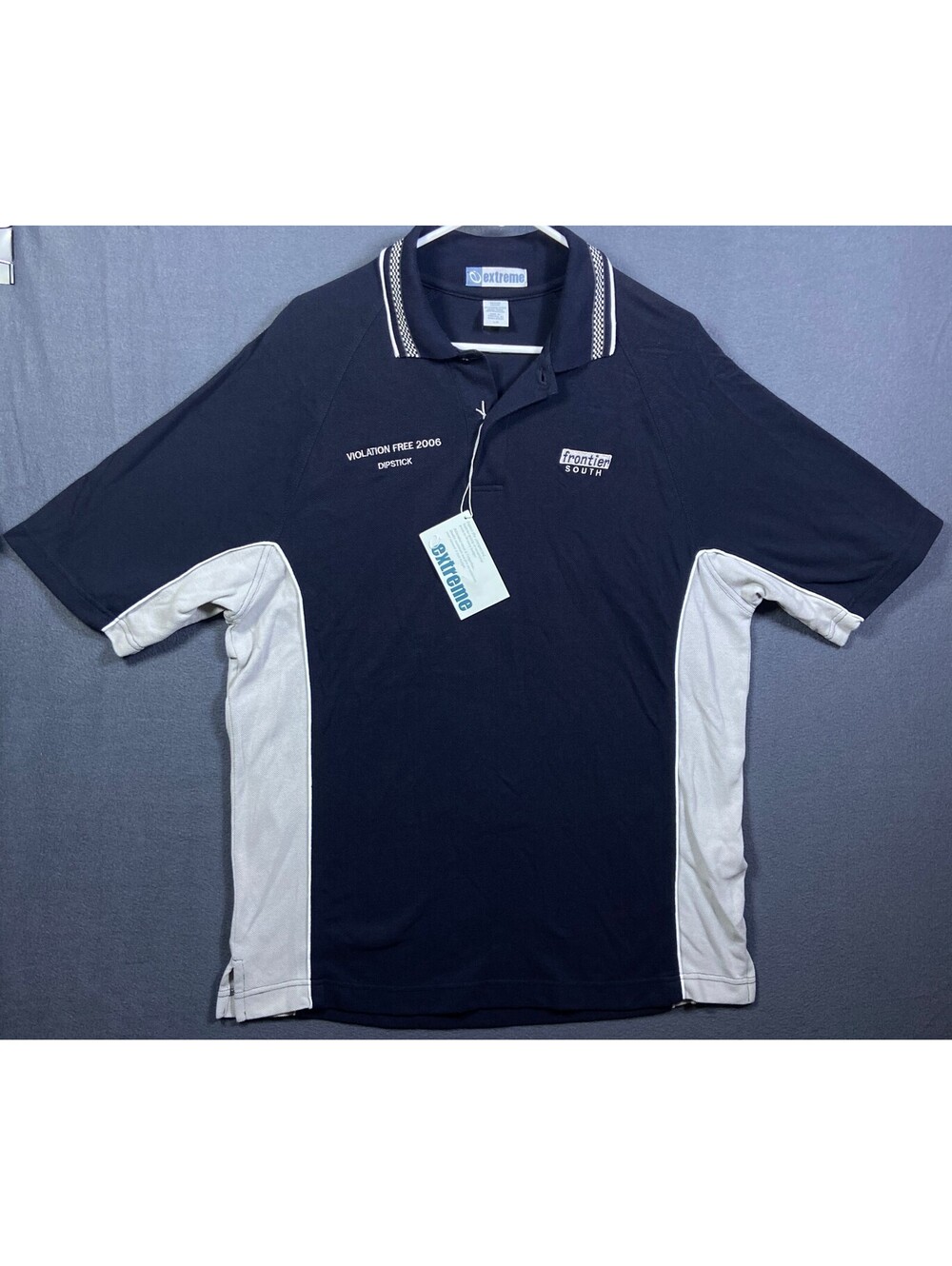 NEW Vintage Extreme Frontier South Violation Free 2006 Dipstick Polo Shirt Y2K